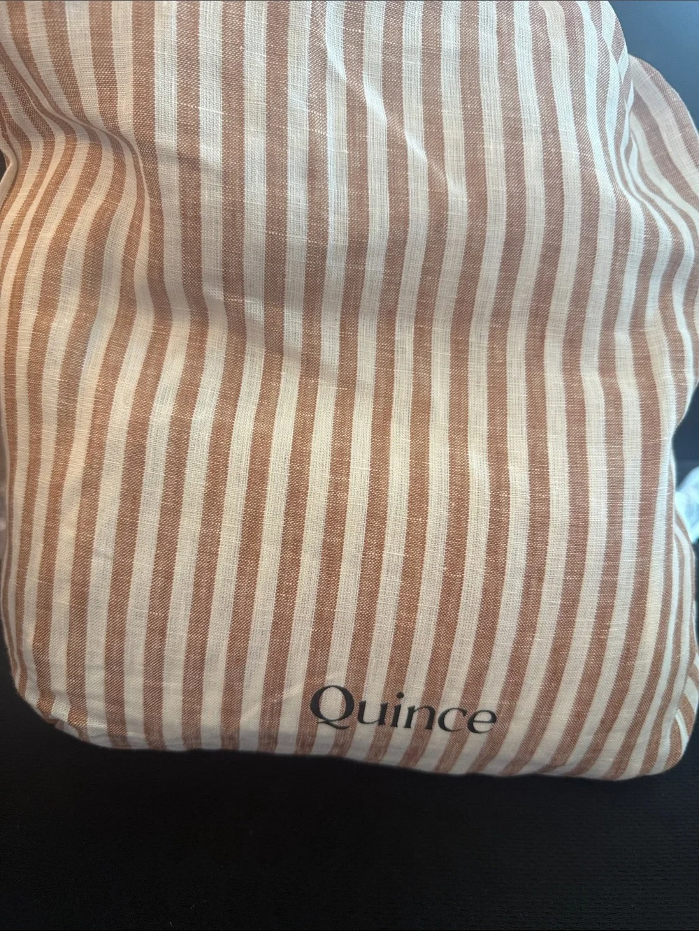 NWOT Quince European Linen Stripe Duvet Set Twin Terracotta White